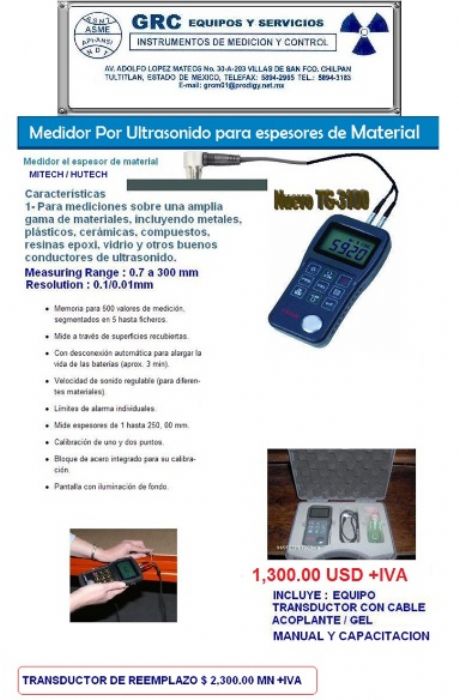MEDIDOR DE ESPESOR POR ULTRASONIDO 